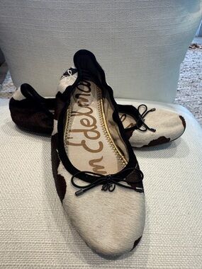 Sam Edelman Cow-Print Ballet Flats in Black & White